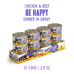 Weruva B.F.F. OMG chicken-beef in gravy served in a bowl emphasizes texture and moisture.