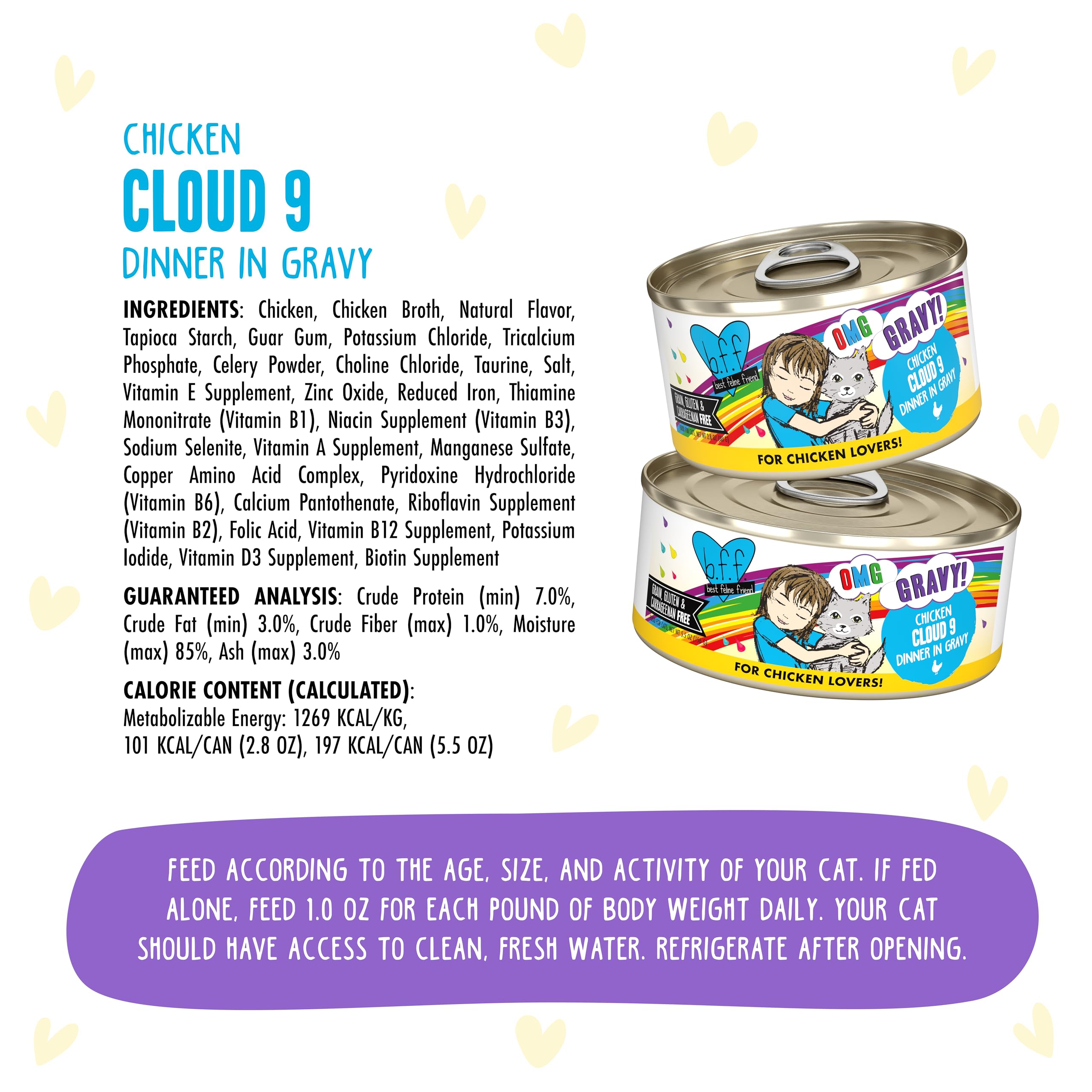 Weruva B.F.F. OMG Chicken Cloud 9 service bowl scene demonstrates gravy-rich meal ready to serve.