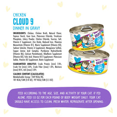 Weruva B.F.F. OMG Chicken Cloud 9 service bowl scene demonstrates gravy-rich meal ready to serve.