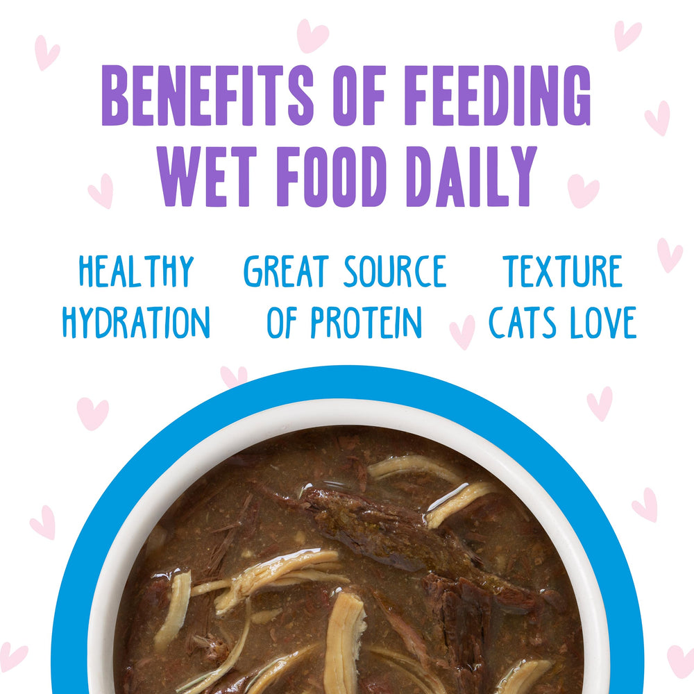 Weruva B.F.F. OMG chicken in gravy serving image inviting cats to enjoy