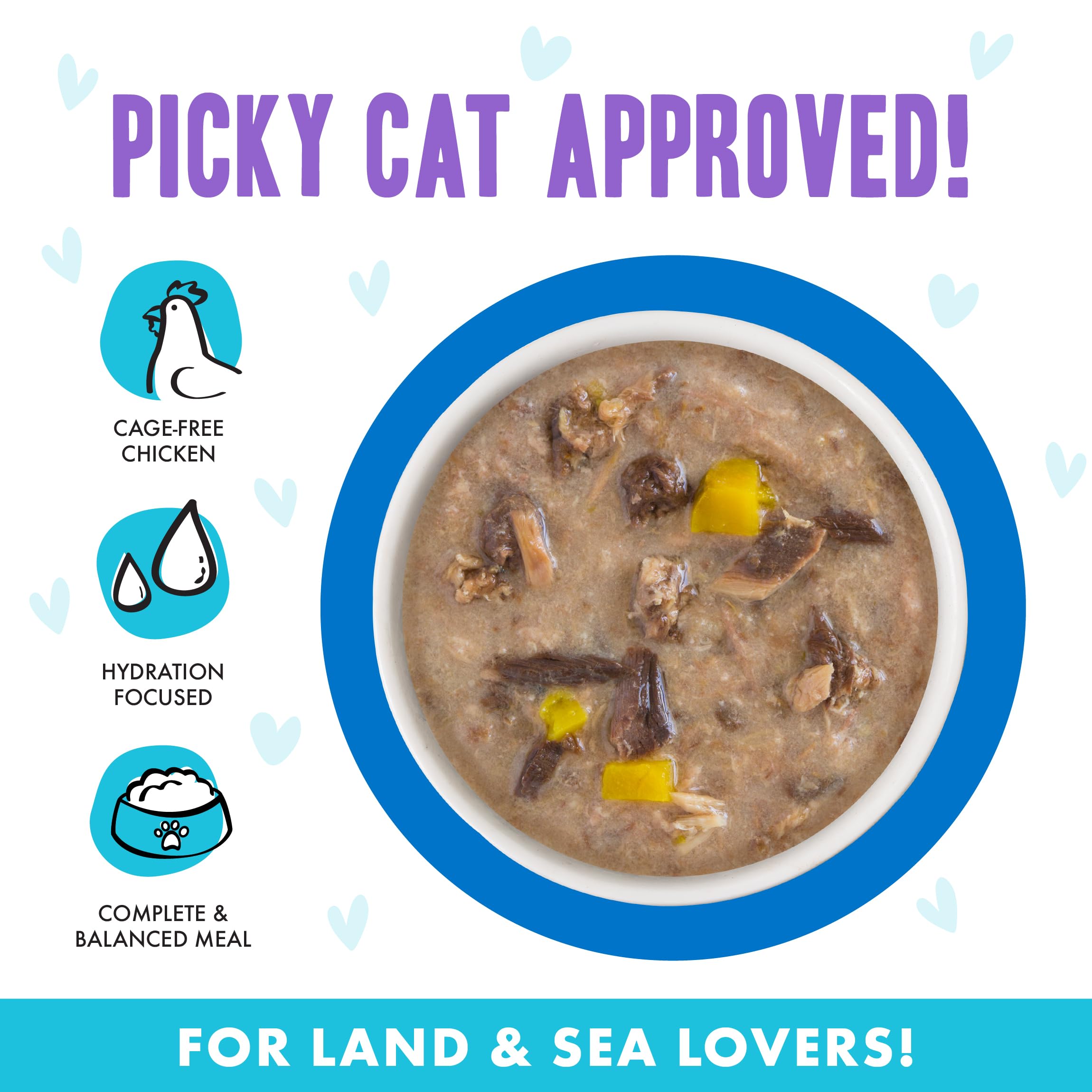 Weruva B.F.F. OMG extra gravy, tender chicken pieces, keeps cats hydrated and satisfied.