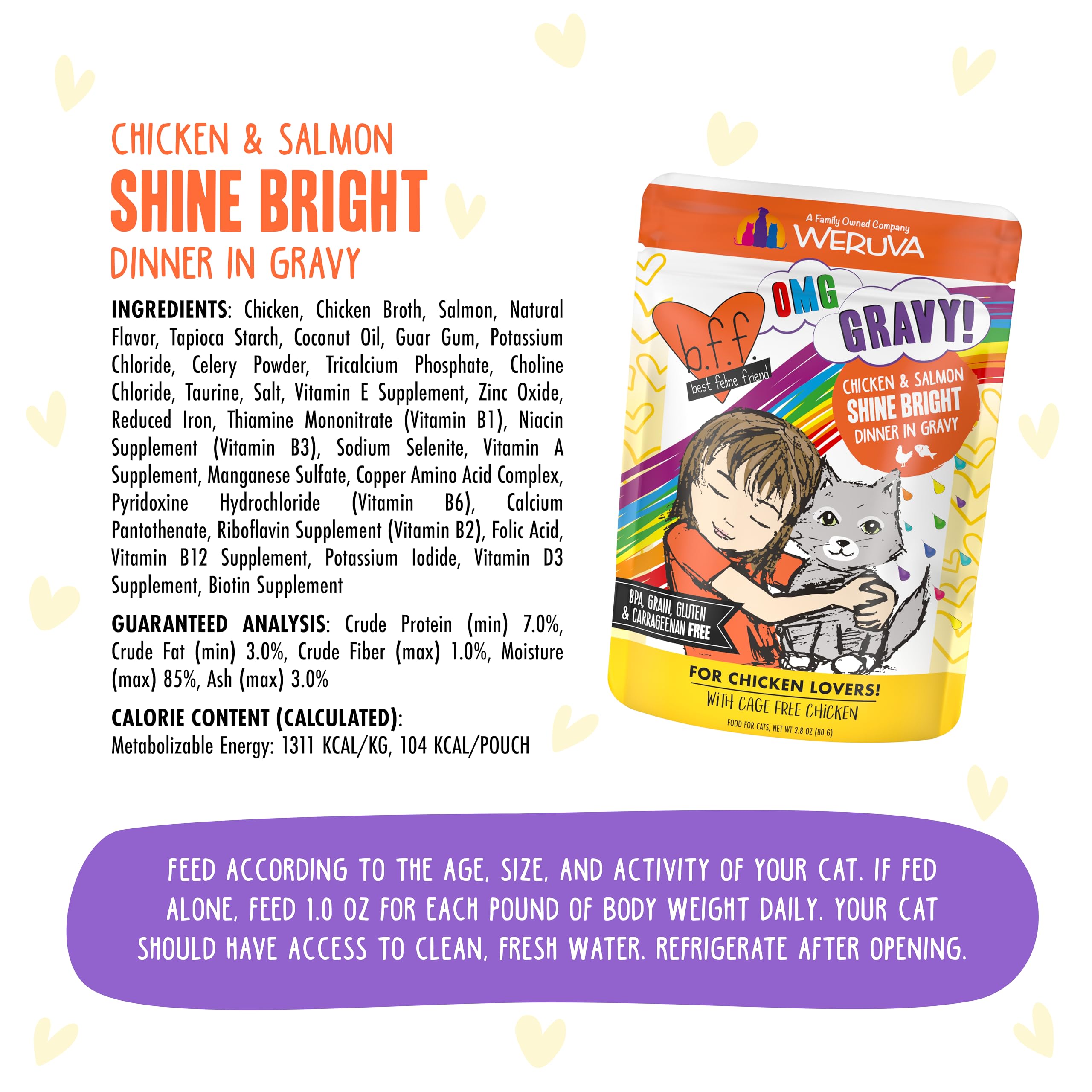 Weruva B.F.F. OMG grain-free and carrageenan-free formula in convenient packs.