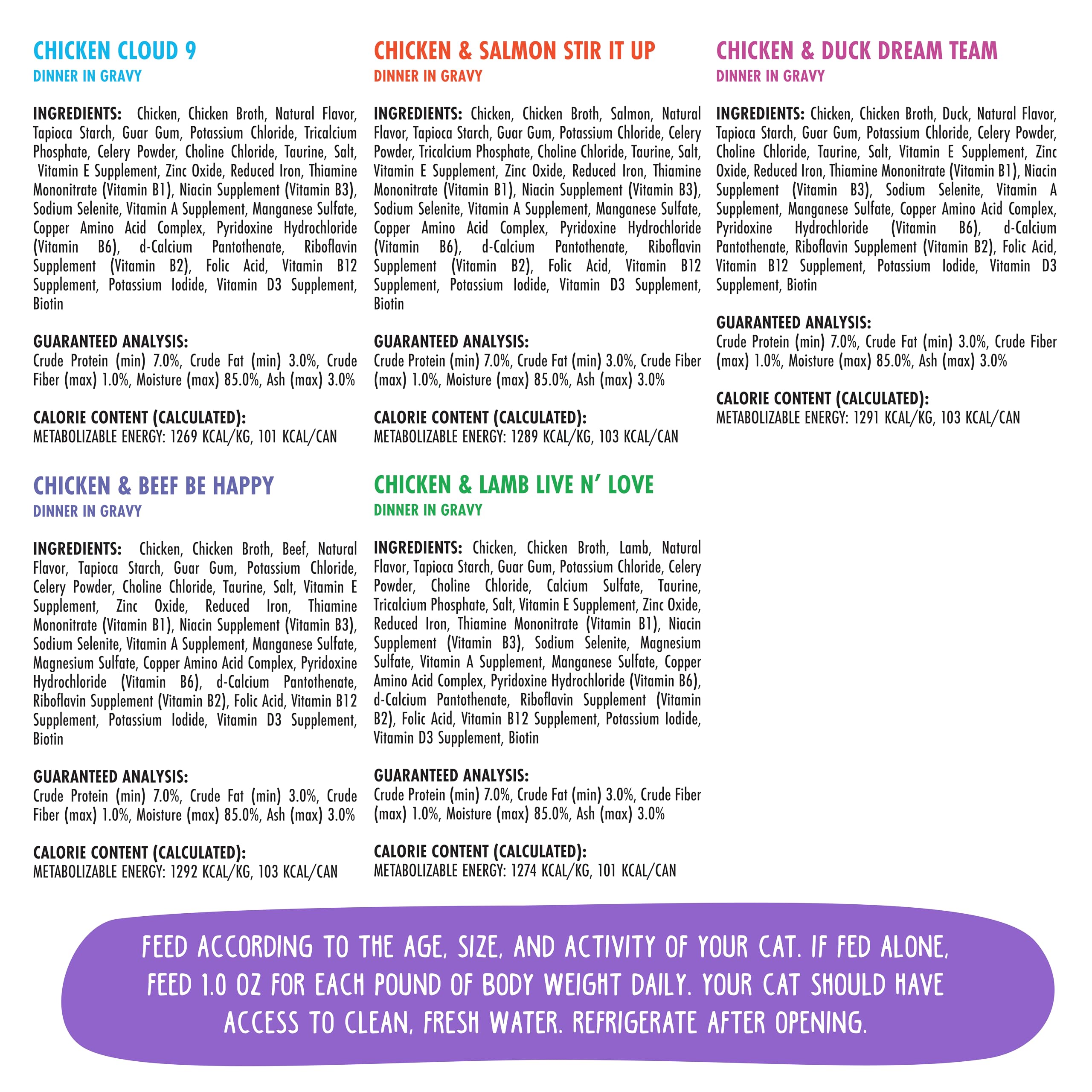 Grain-free, gluten-free, carrageenan-free label details on Weruva OMG.