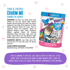 Weruva B.F.F. OMG lean protein chunks in gravy demonstrate moisture for felines