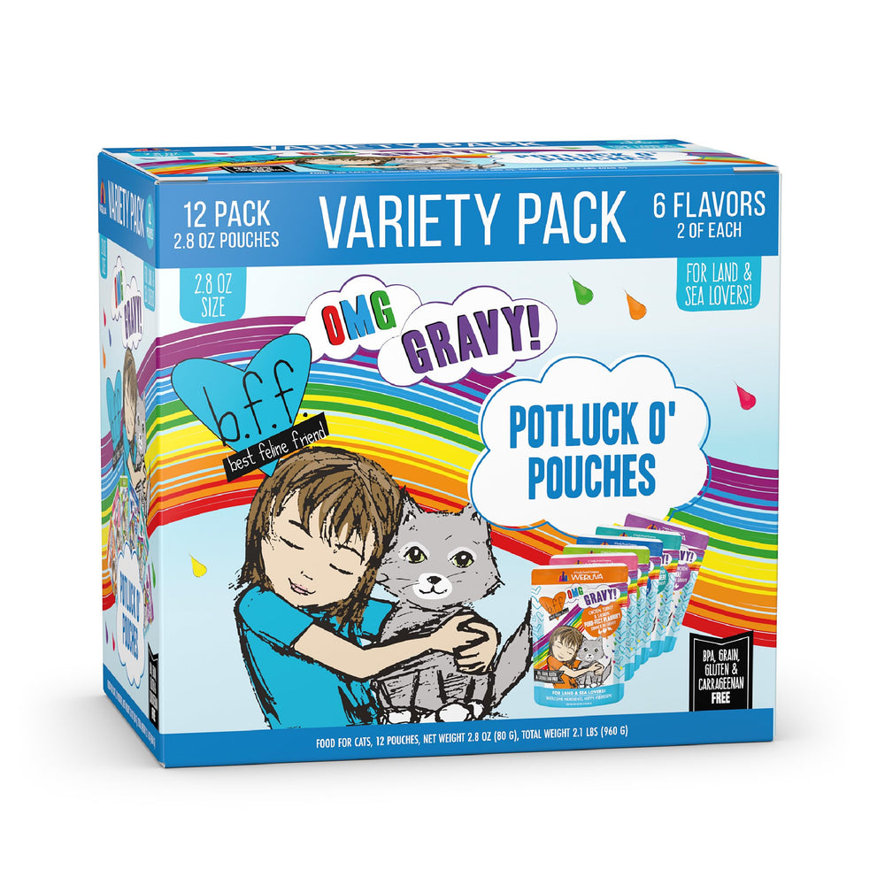 Weruva B.F.F. OMG potluck variety pack 12 pouches for varied feline meals