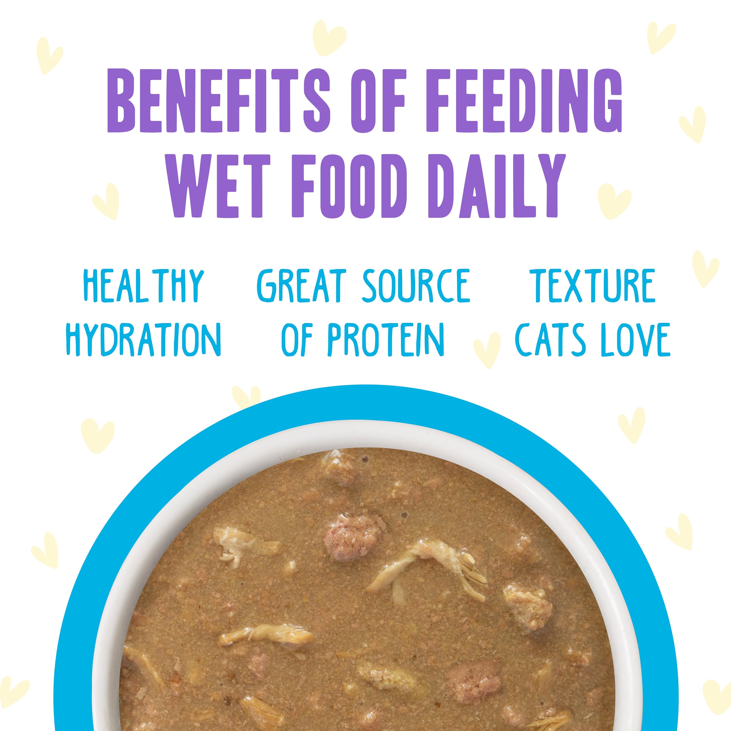 Weruva B.F.F. OMG ready-to-serve cat bowl scene emphasizing moisture and flavor.