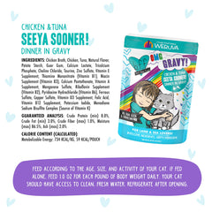 Weruva B.F.F. OMG tender meat pieces in savory gravy for cats.