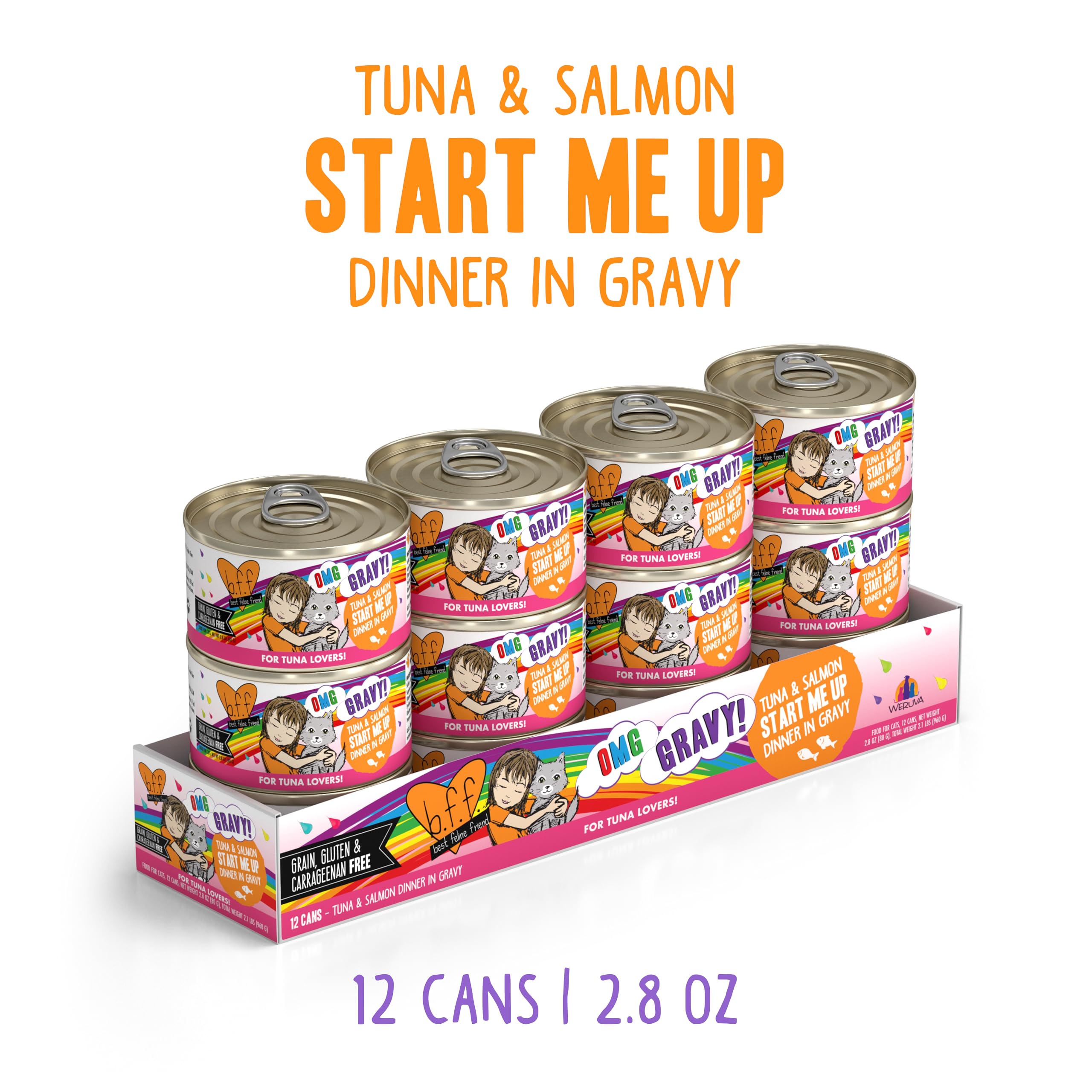 Weruva B.F.F. OMG tuna-salmon-pieces highlighting tender chunks