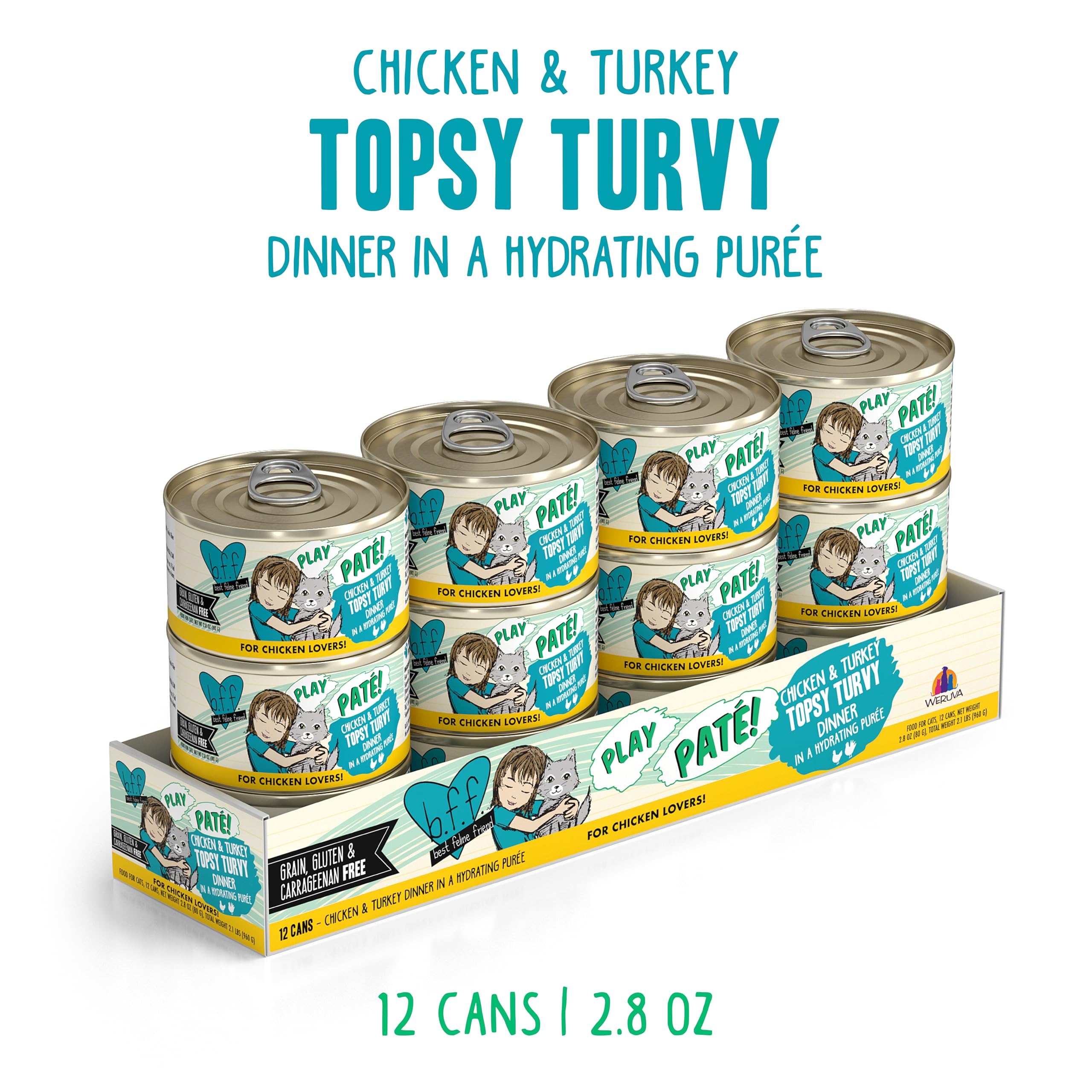 Weruva B.F.F. Play 2.8oz cans pack convenient daily meals