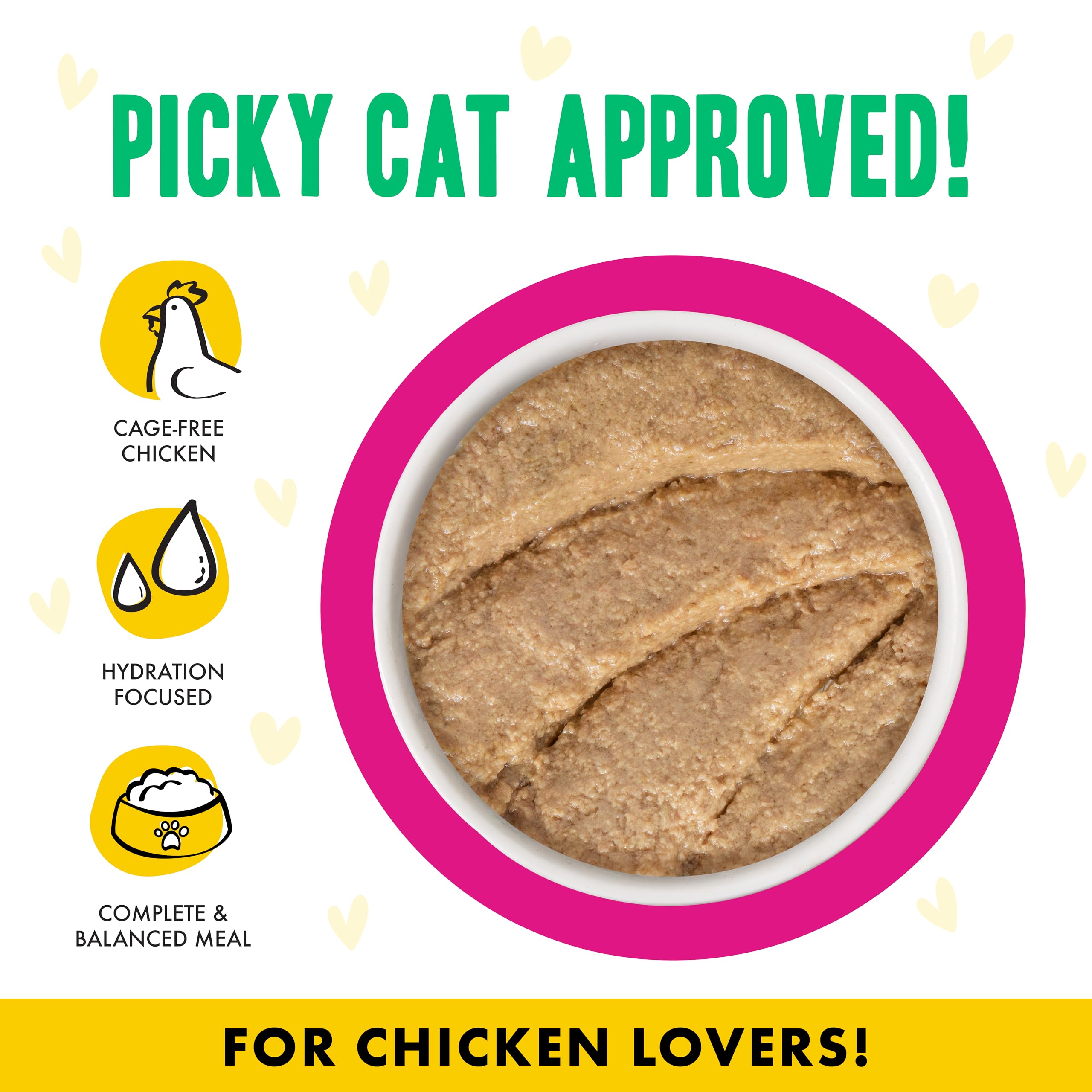 Close-up of cage-free paté in Weruva B.F.F. Play highlighting protein-rich recipe
