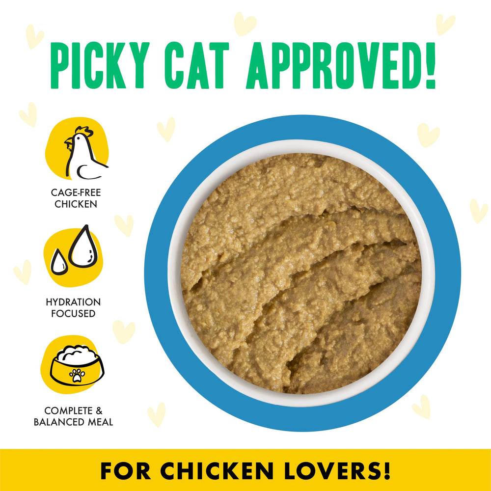 Weruva B.F.F. Play grain-free chicken paté supports grain-free diets.