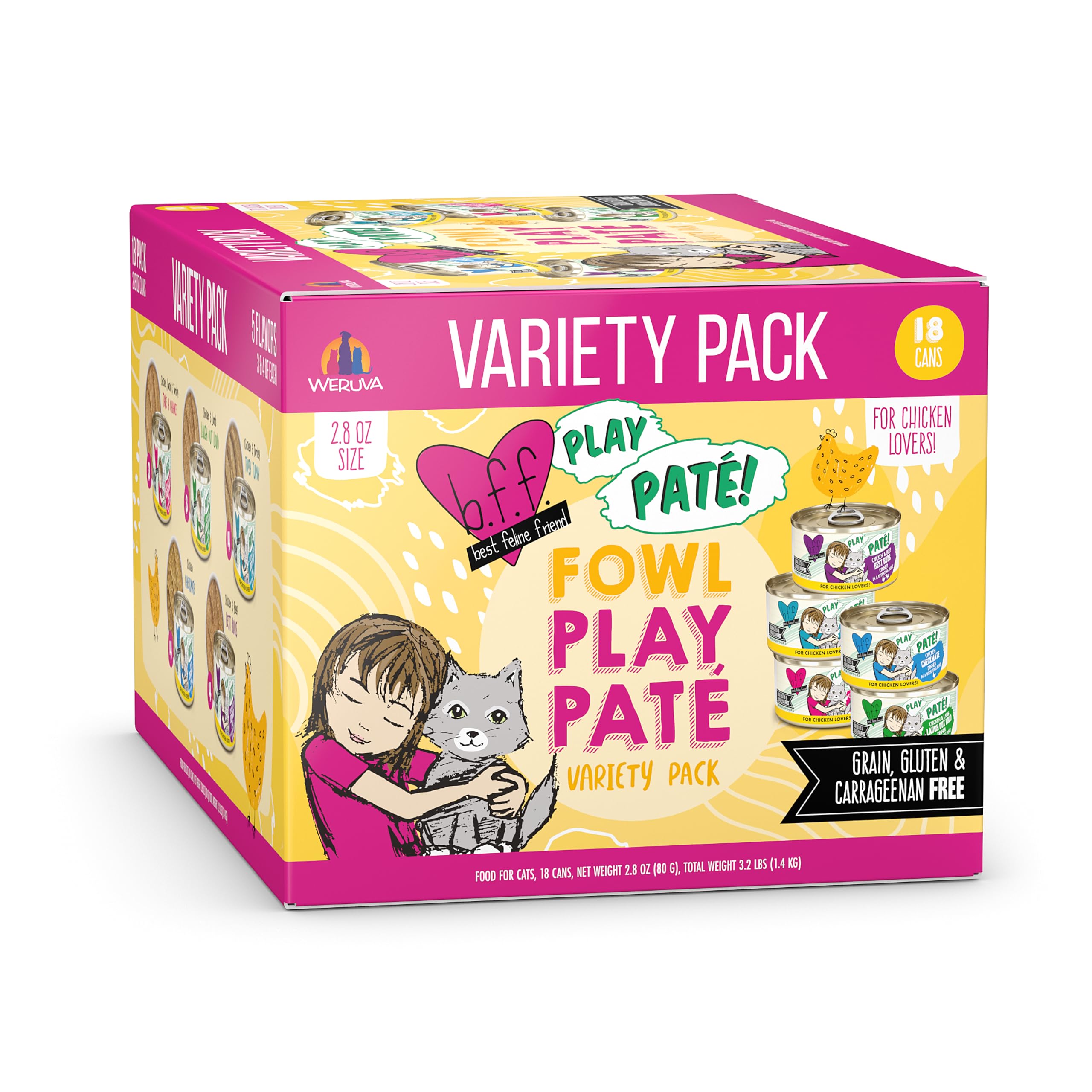 Weruva B.F.F. Play Paté Lovers Aw Yeah cans offer a savory, crowd-pleasing meal.