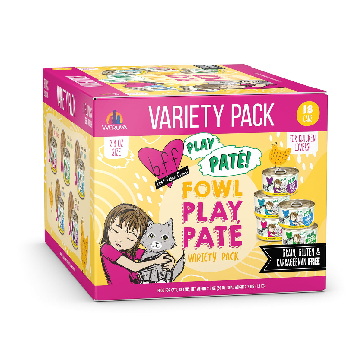 Weruva B.F.F. Play Paté Lovers Aw Yeah cans offer a savory, crowd-pleasing meal.