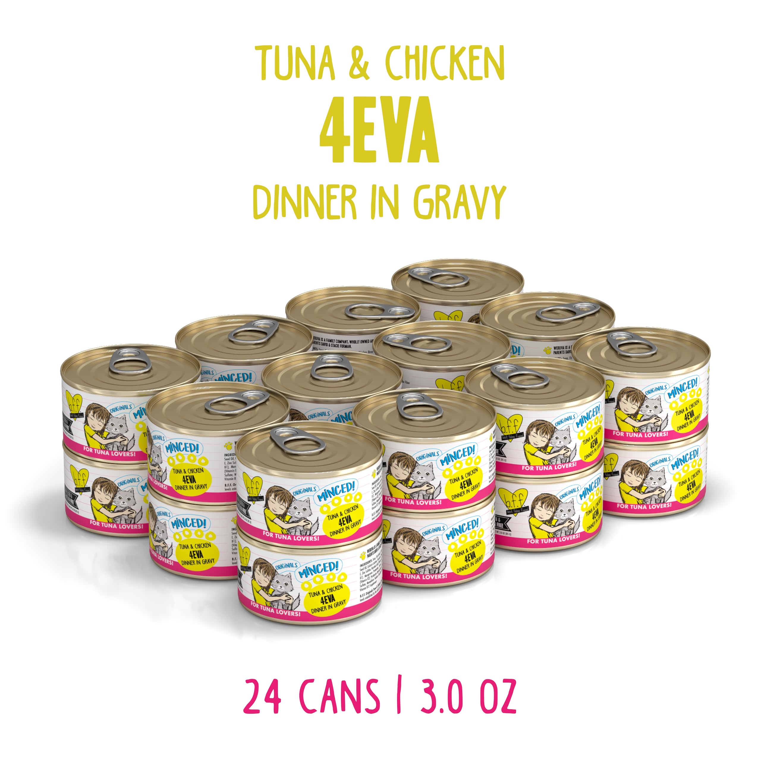 Weruva BFF wild caught tuna and chicken in gravy enhances moisture and palatability