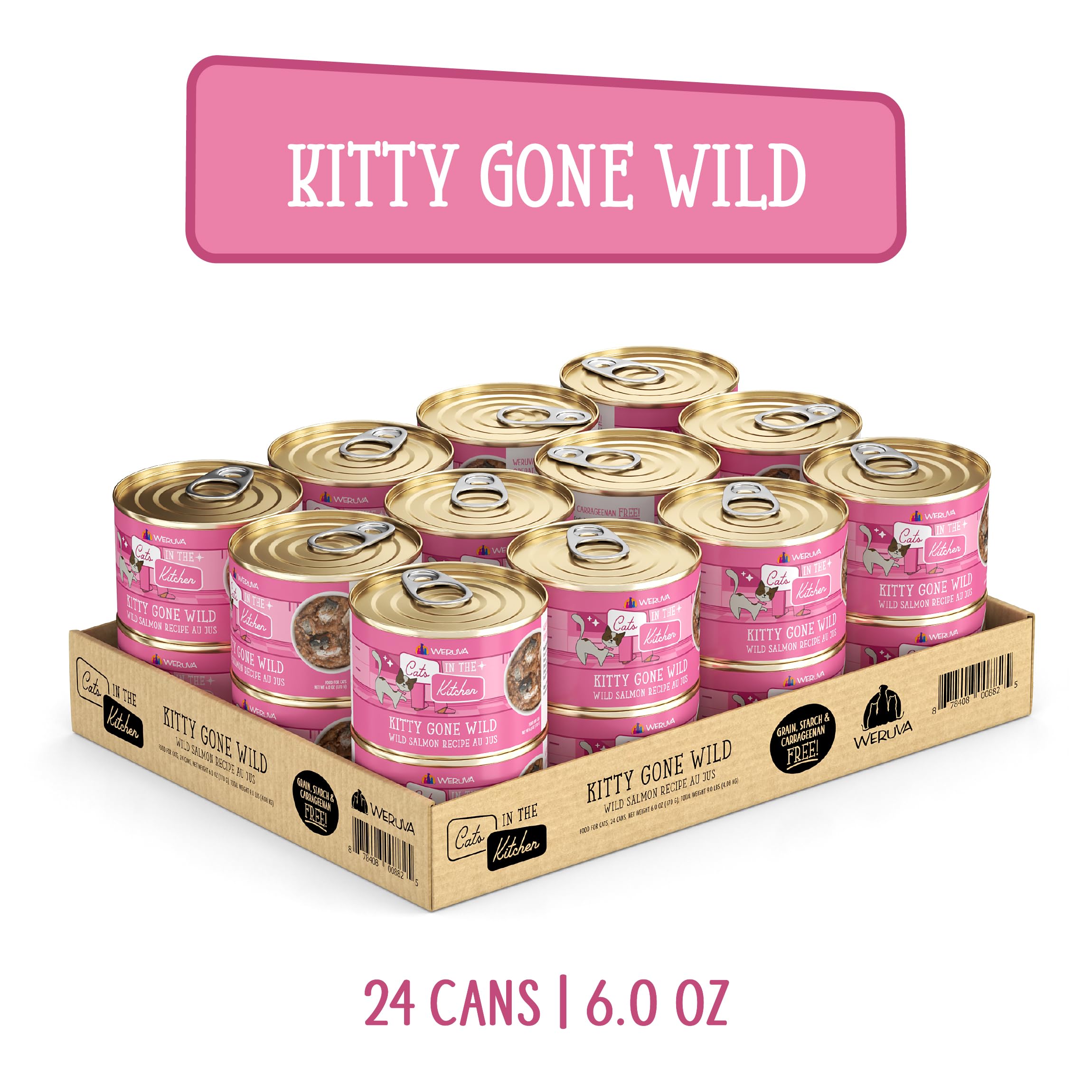 Weruva Kitty Gone Wild ingredients chart with fish-forward recipe