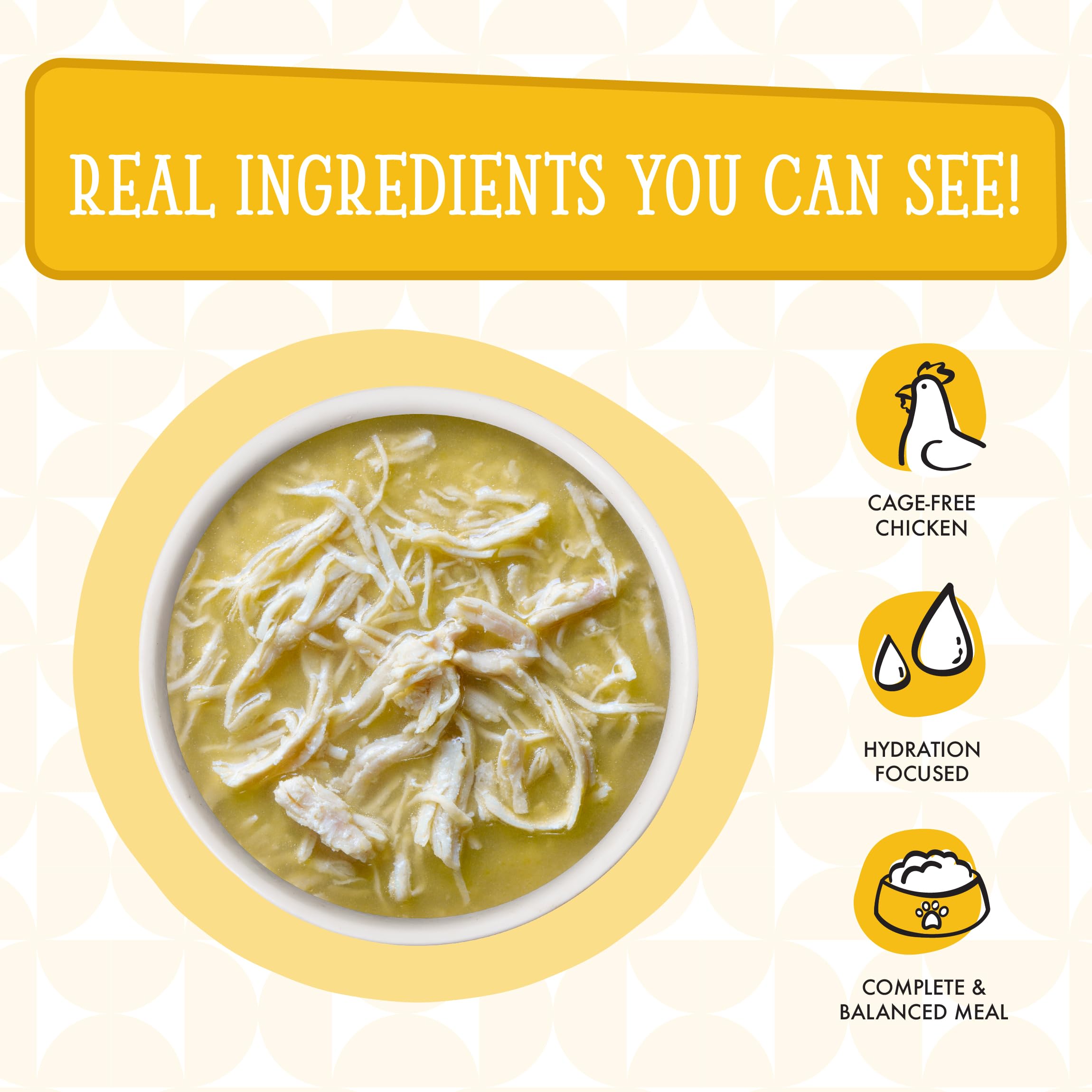 Cage-free shredded chicken in Weruva Cats in the Kitchen—high-quality protein for dinner.