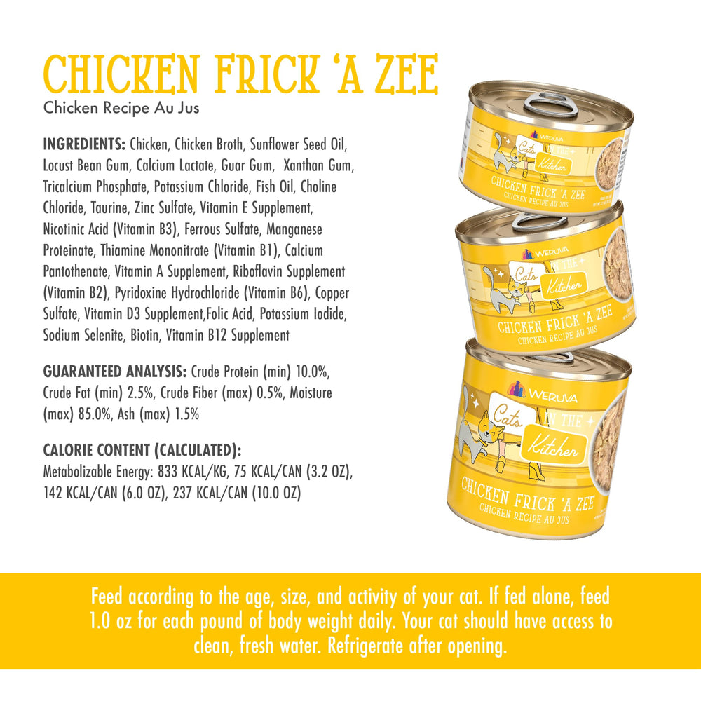 Weruva Cats in The Kitchen Chicken Frick A Zee easy-open lid enables quick, mess-free serving.