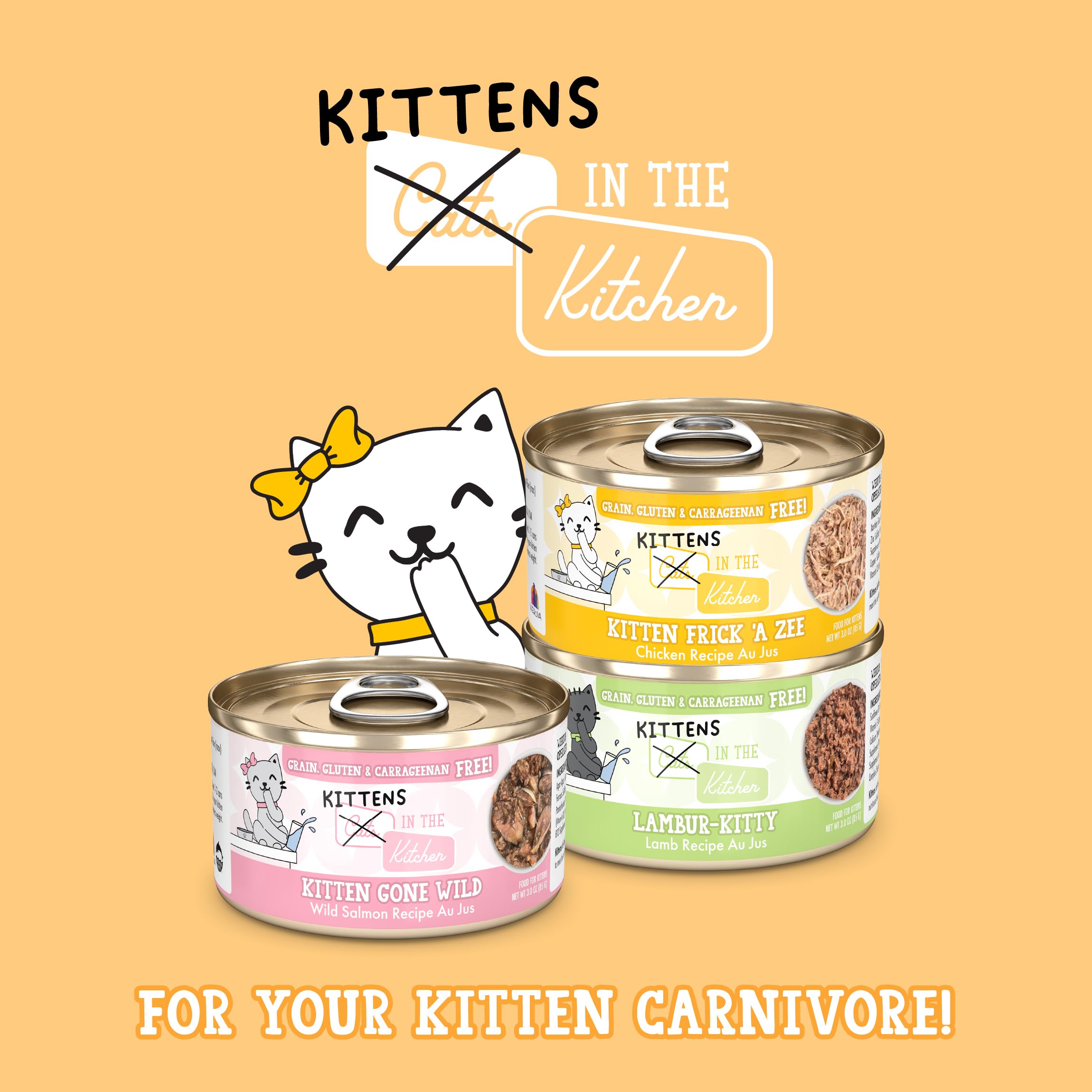 Weruva Cats in the Kitchen kit label close-up showing quality standards