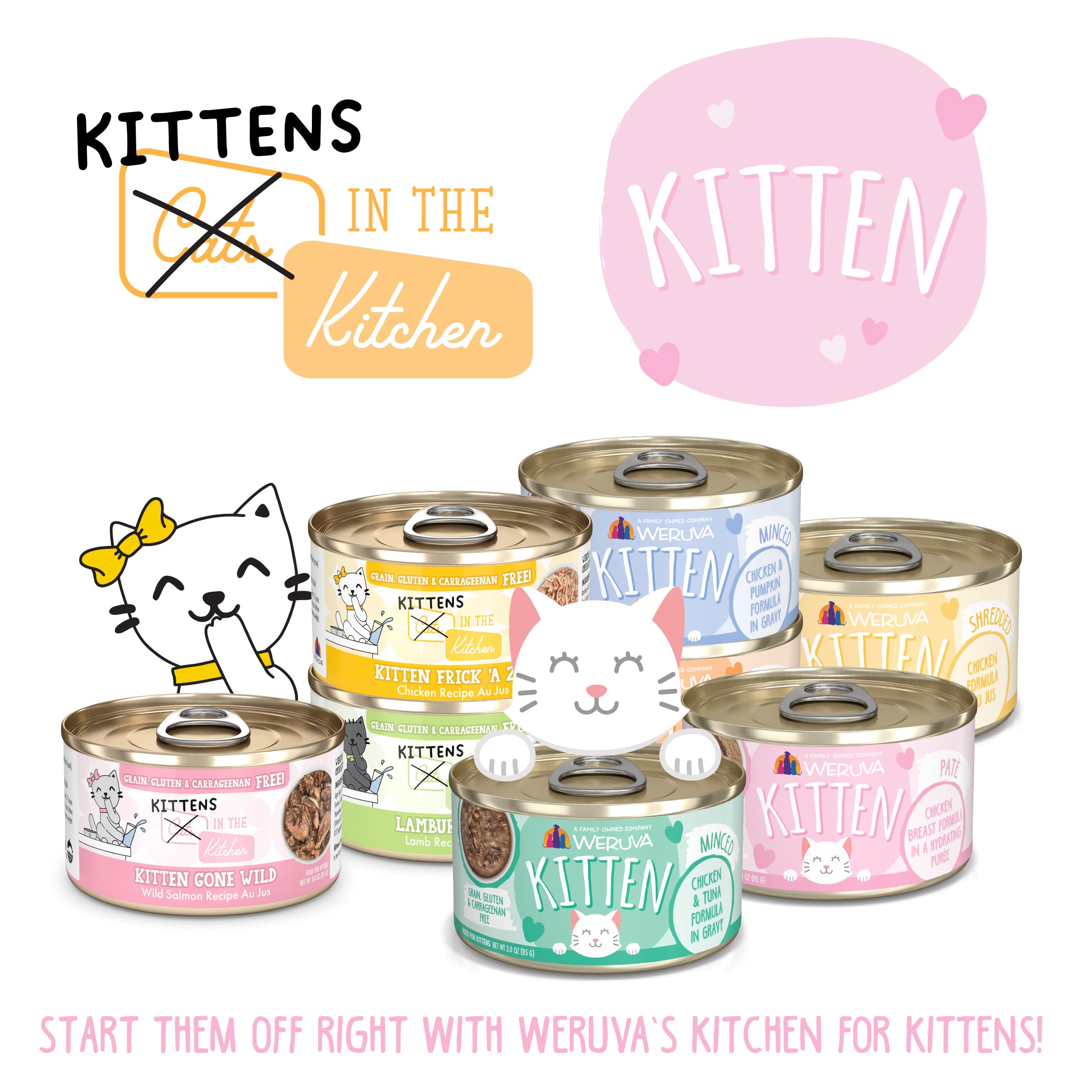 Weruva Cats in The Kitchen Kitten Variety Pack chicken breast formula cans for lean protein