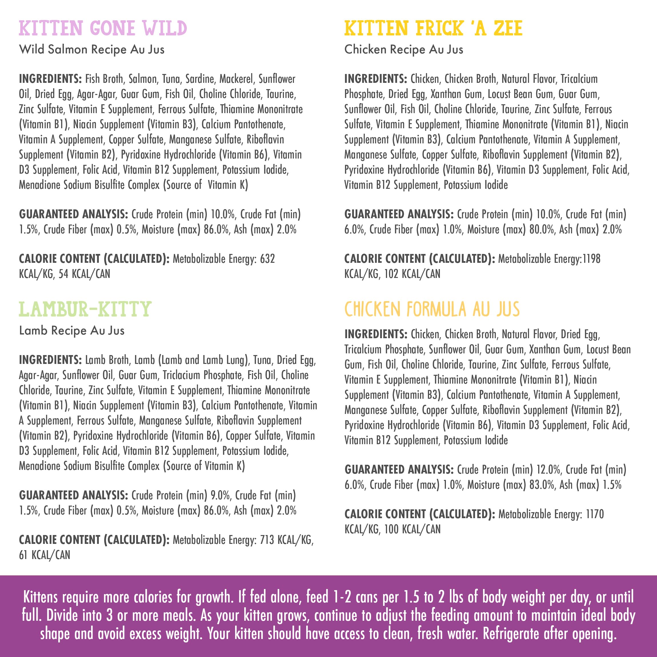 Weruva Cats in The Kitchen Kitten Variety Pack Kitten Gone Wild formula cans for rich taste
