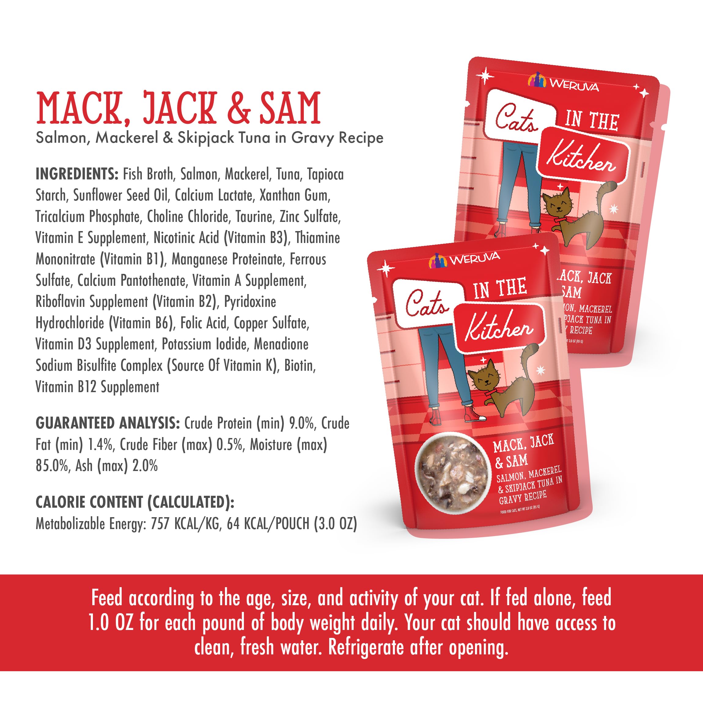 Weruva Cats in The Kitchen Mack Jack Sam 12 pack 3 oz pouches