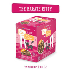 Close-up of The Karate Kitty pate ingredients in Weruva pouch.