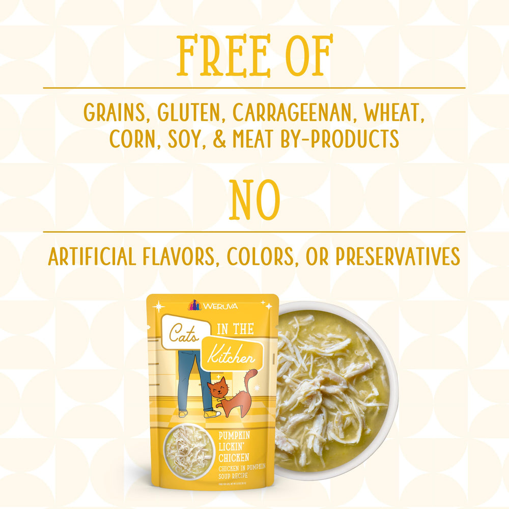 Premium protein gravy from Weruva Cats in the Kitchen shown on a serving bowl.