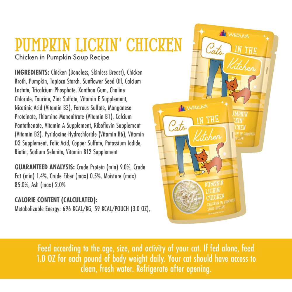 12-pack packaging image of Weruva Cats in the Kitchen pumpkin meal.