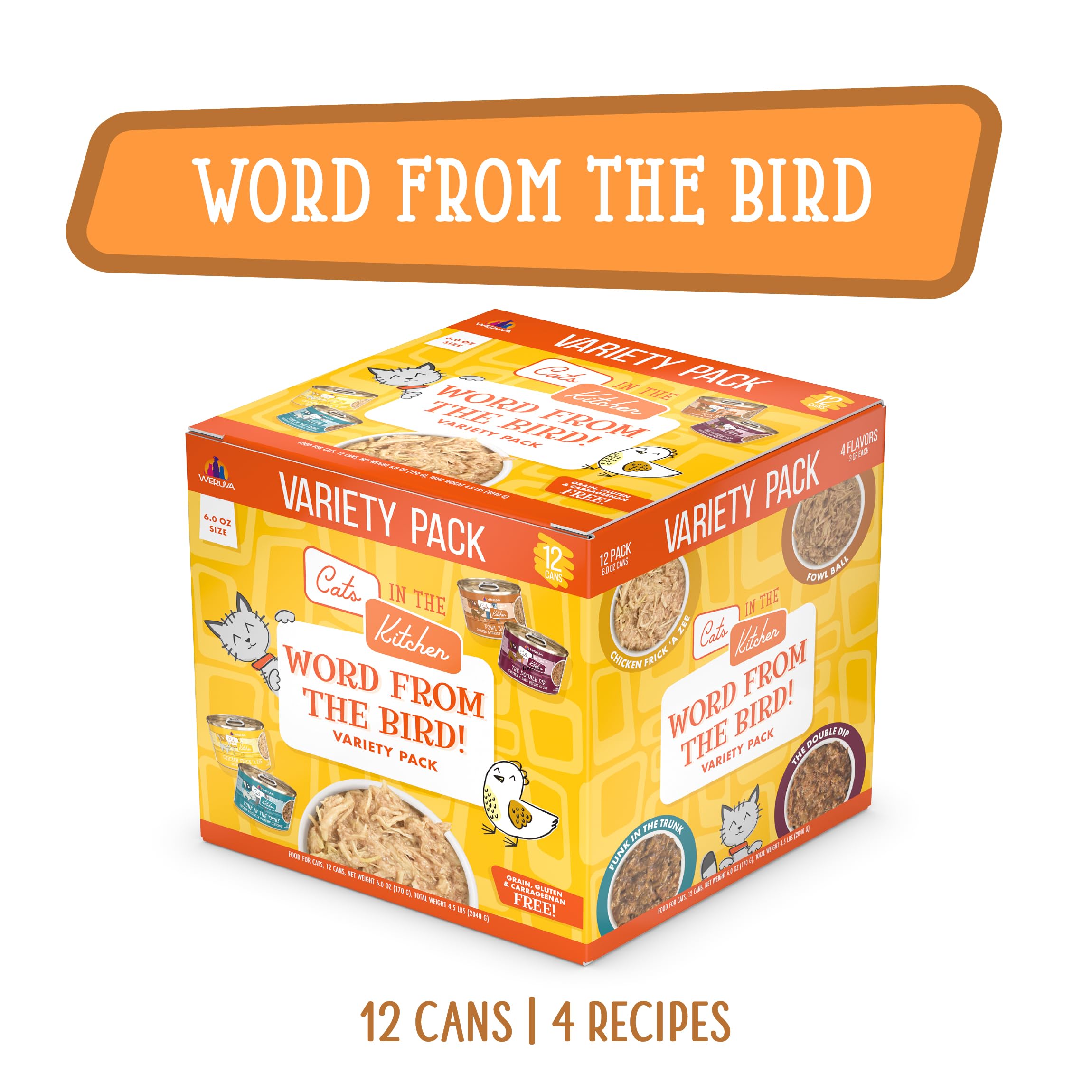 Chicken Frick A Zee cans from Weruva showcase premium protein variety.