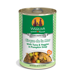 Weruva Cirque de la Mer tuna in gravy can front view, protein-rich meal