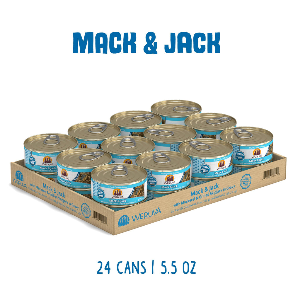 Mack & Jack mackerel chunks show real fish texture for cats.