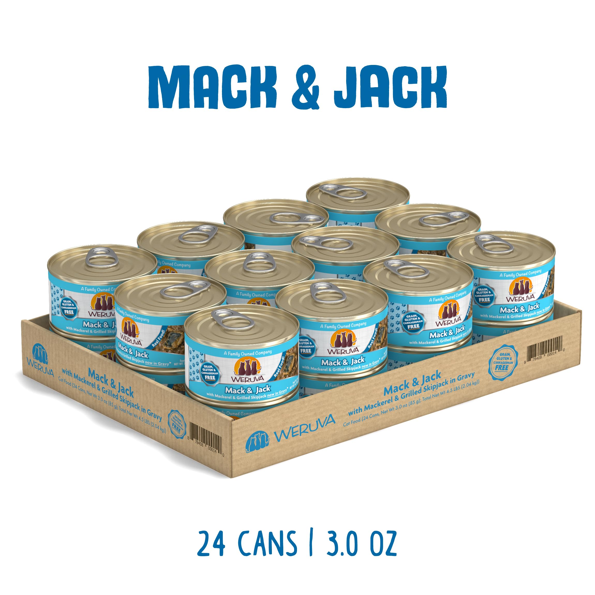 Weruva Mack & Jack grilled skipjack tuna in gravy close-up highlighting palatable texture.