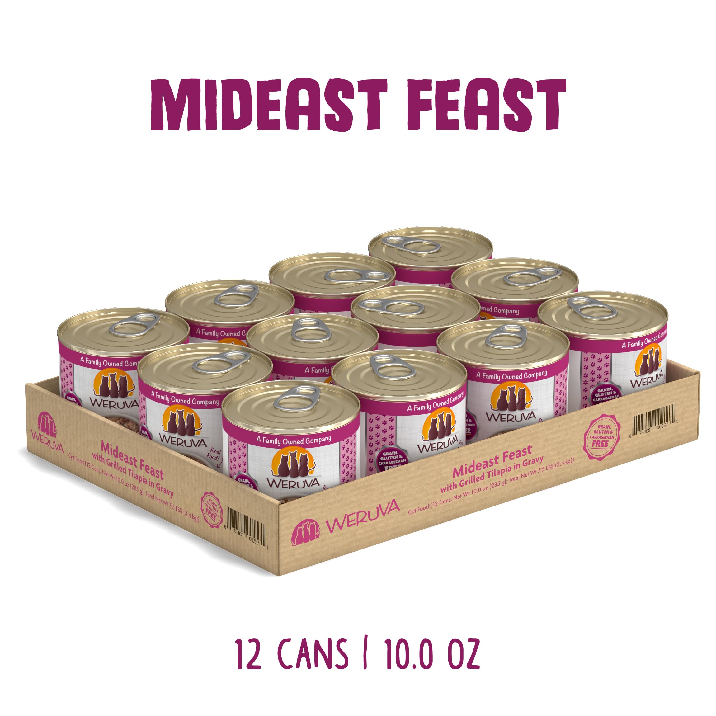 Weruva Classic Cat Food Mideast Feast tilapia chunks in gravy highlight bone-free flakes