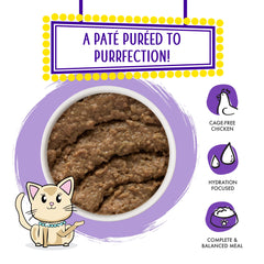 Cage-free chicken depicted in Weruva Classic Cat Paté for high-quality protein