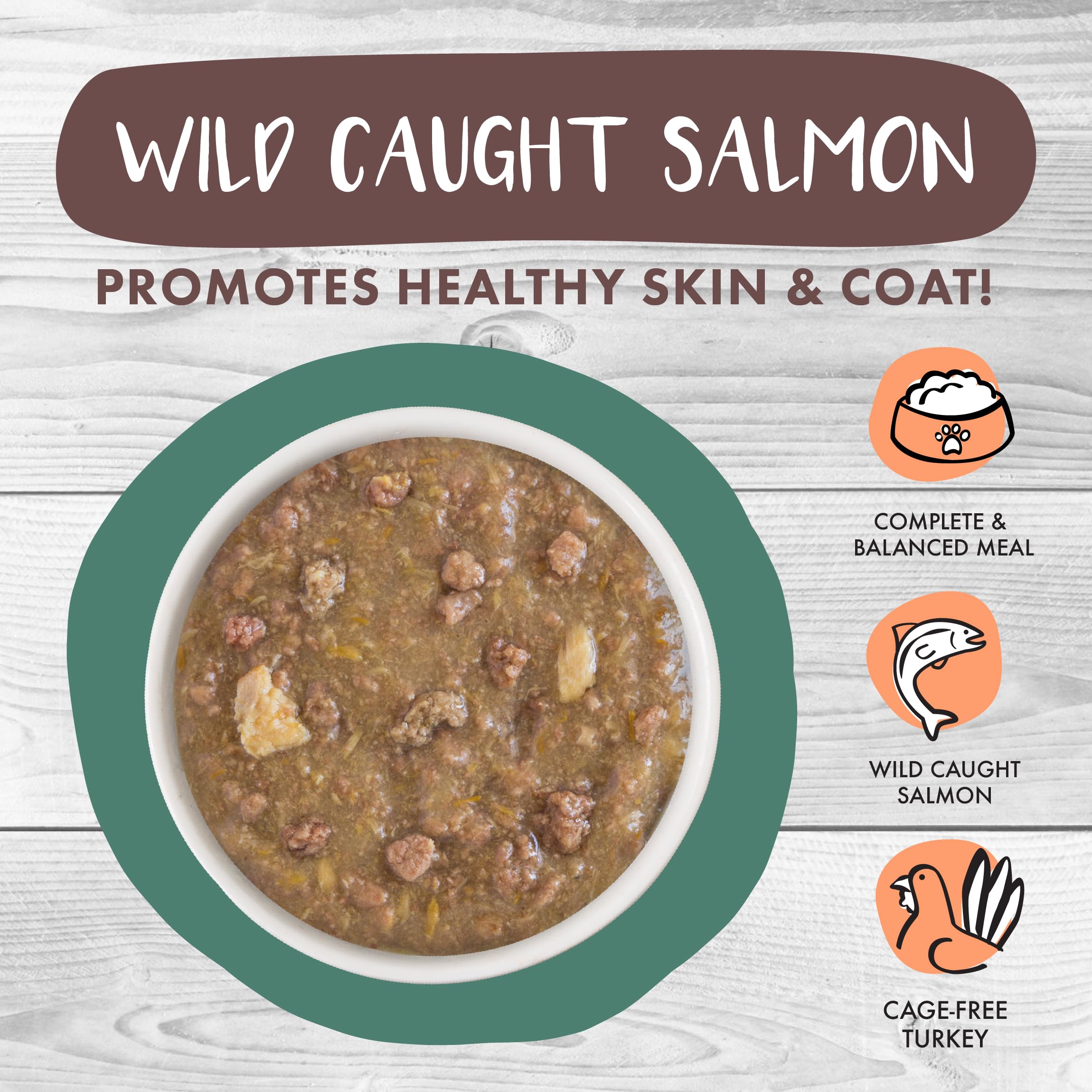 Weruva Classic Cat Stews salmon in gravy boosts flavor and moisture.