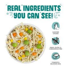 Weruva Classic Chunky Chicken Soup can highlights cage-free chicken flavor.