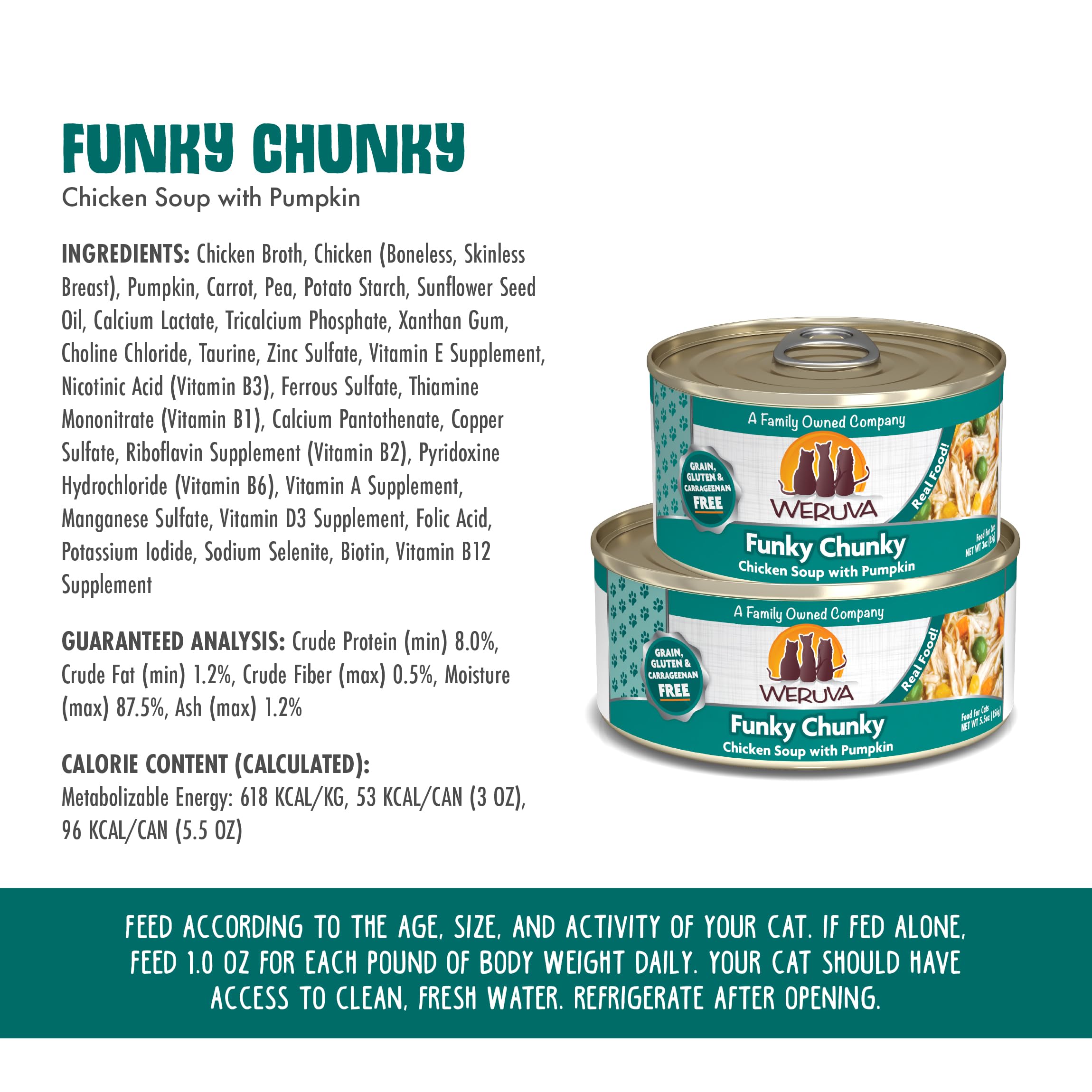 Weruva Classic Chunky Chicken Soup 24-pack cans displayed for convenient stocking.