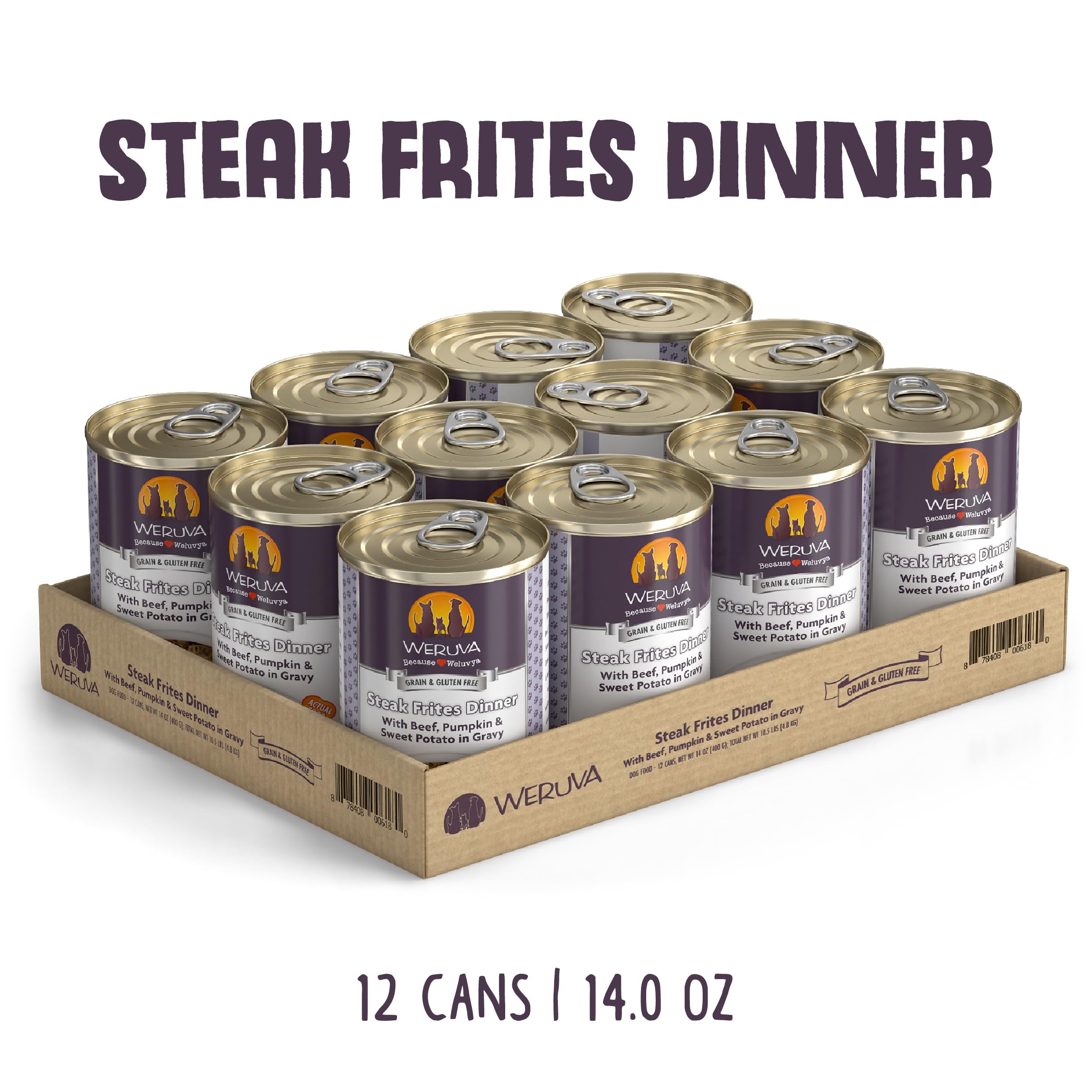 Weruva Steak Frites pack of 12 cans for convenient meals