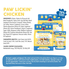 Weruva Paw Lickin' Chicken with boneless chicken breast ingredient close-up.