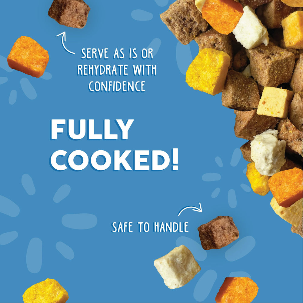 Rehydrated Weruva Steak Frites Dinner serving in a bowl