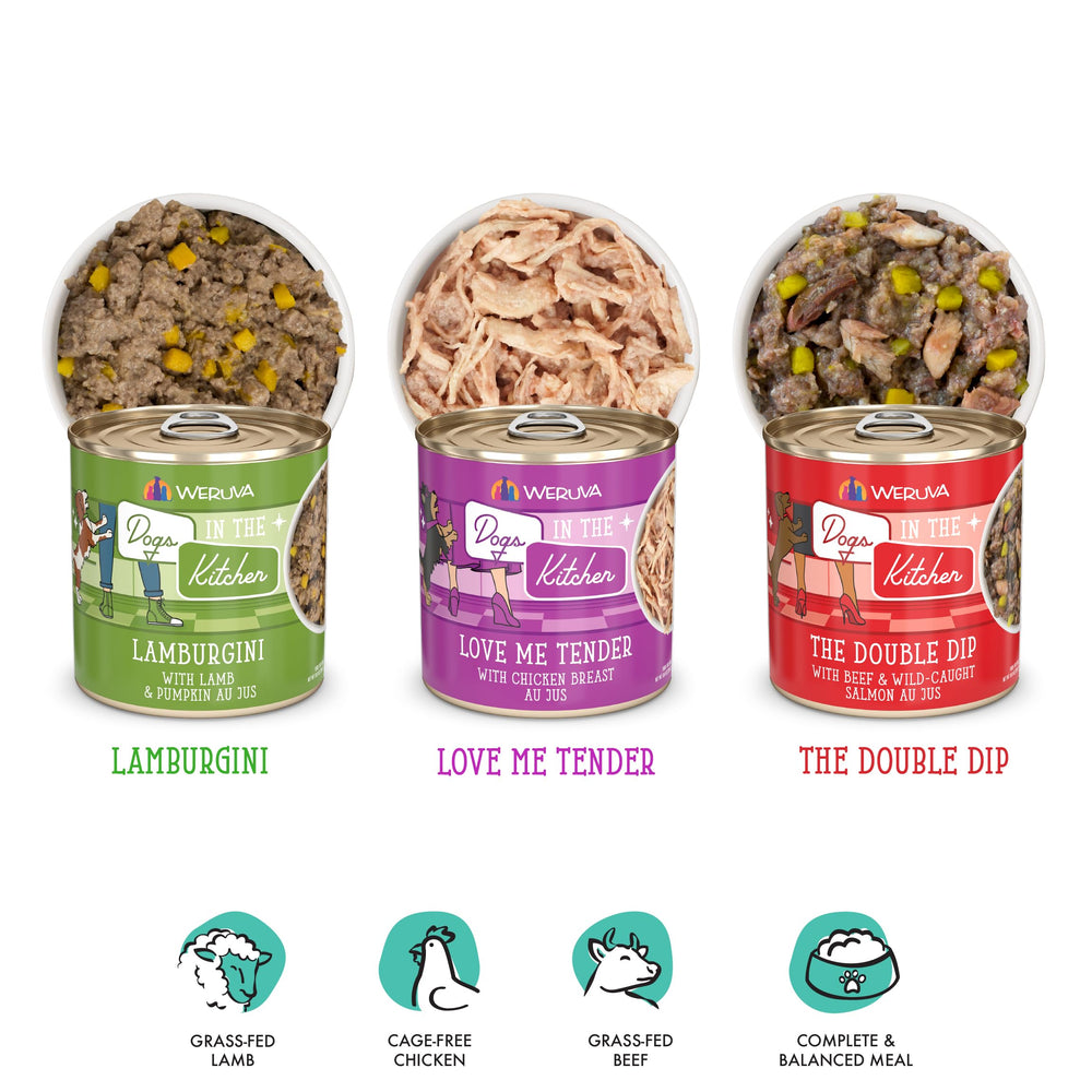 Weruva Dogs in the Kitchen cage-free chicken can supports balanced meals.
