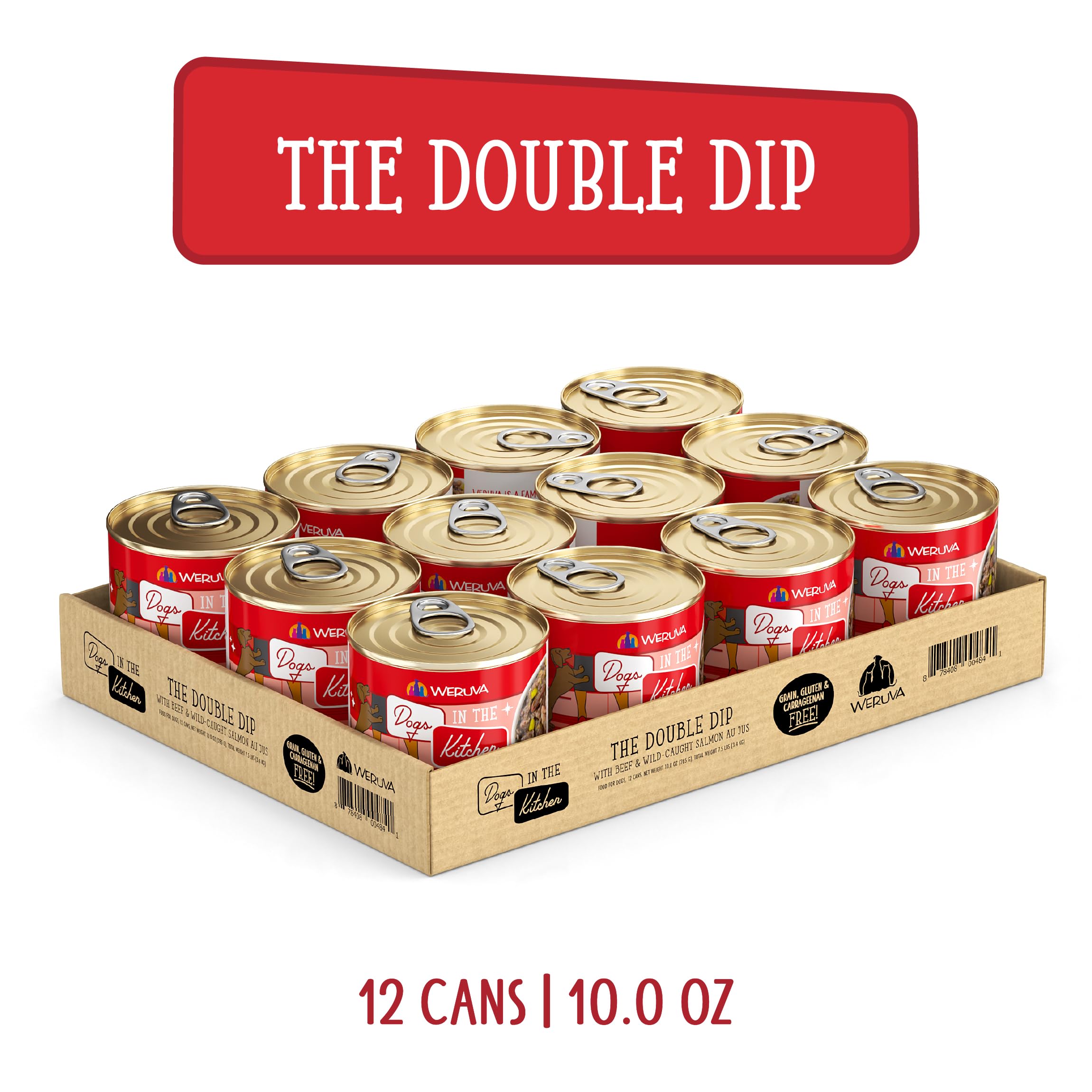 Weruva Dogs in The Kitchen Double Dip grain-free formula supports hydration and variety.