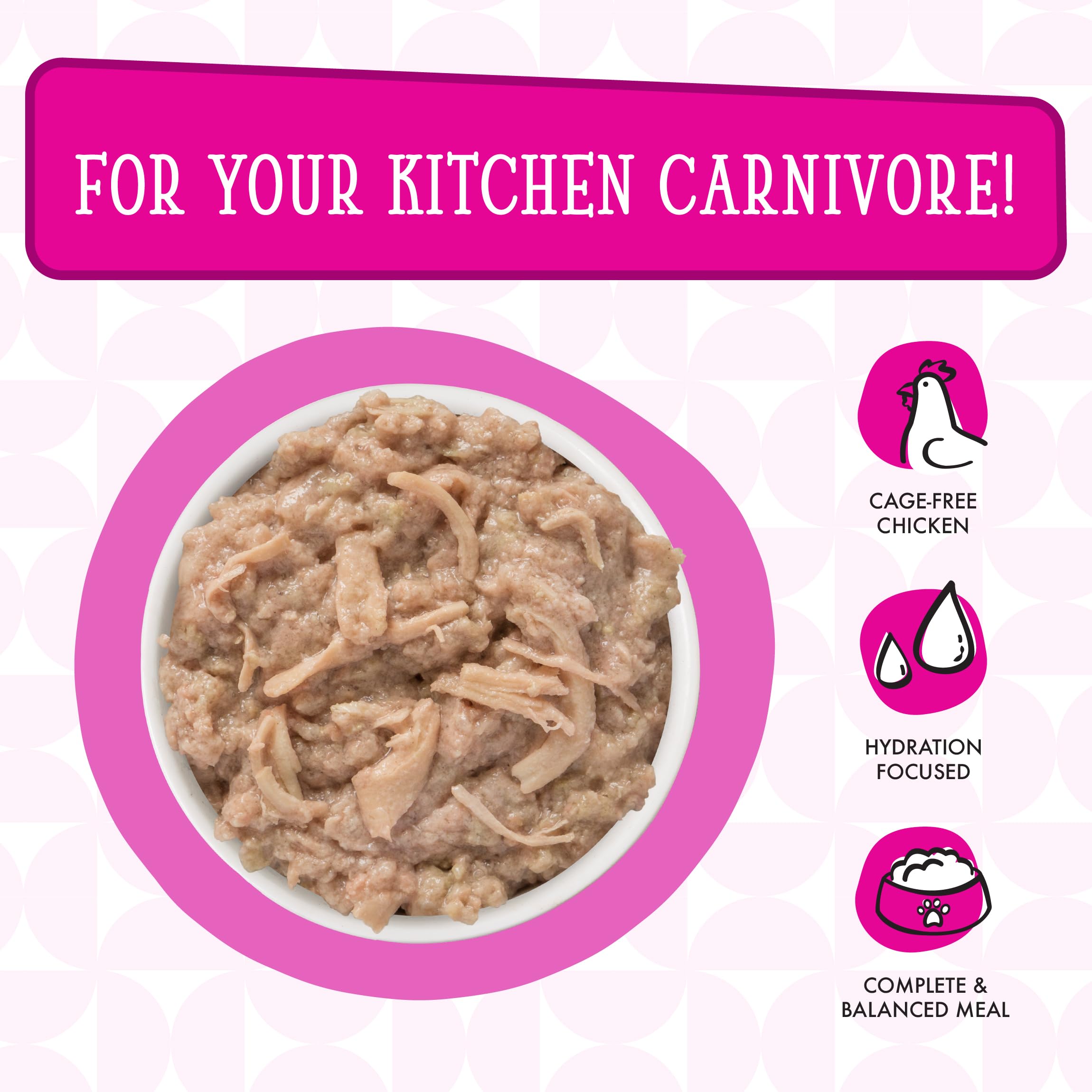 Grain-free, gluten-free, carrageenan-free Weruva Fowl Ball ideal for dogs with sensitivities.