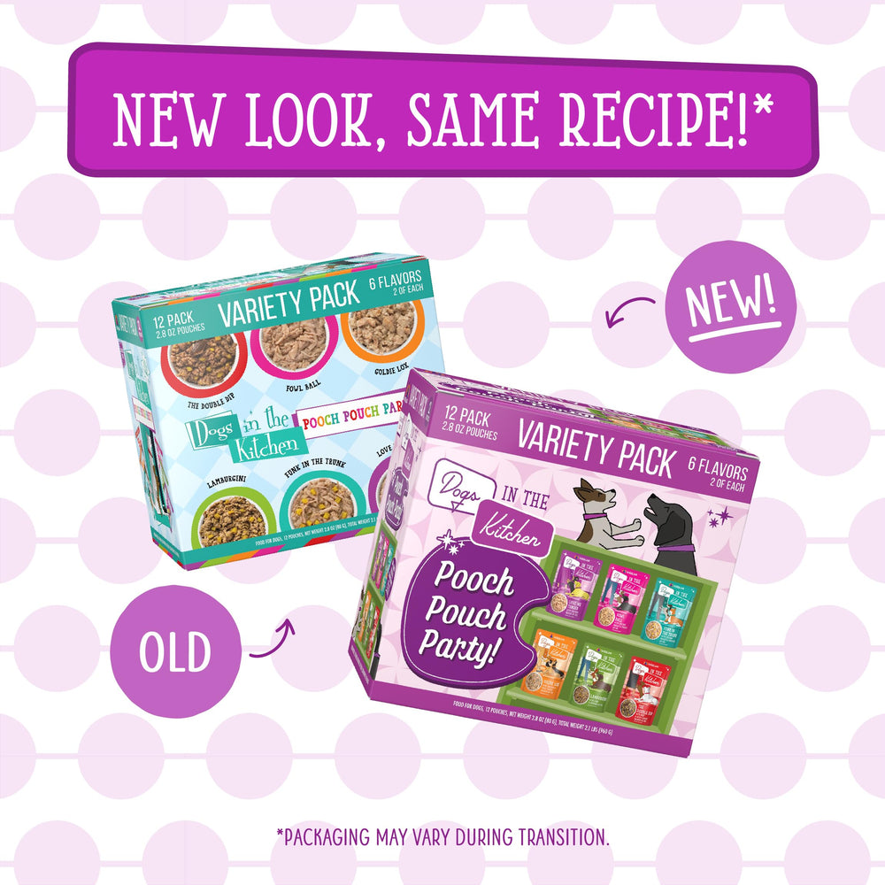 Weruva Love Me Tender pouch close-up highlights tender texture dogs enjoy.