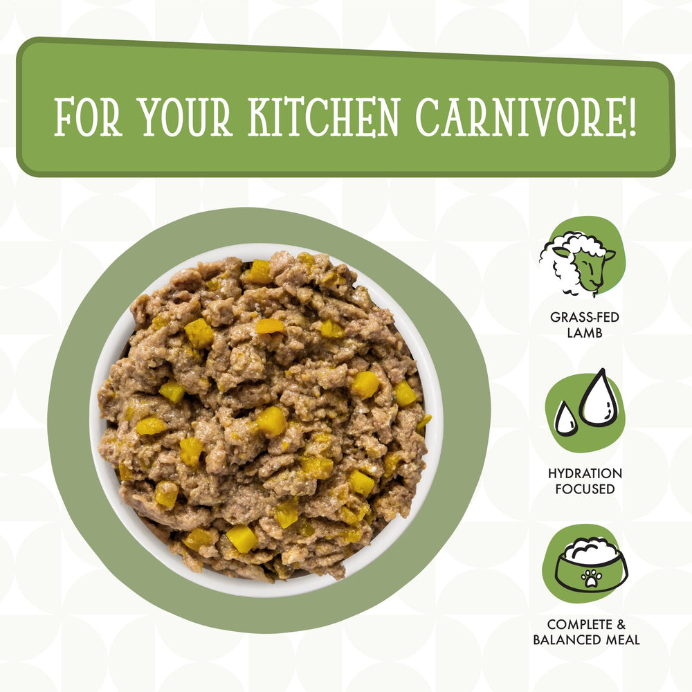Weruva Dogs in The Kitchen packaging graphic showcases premium protein blend.