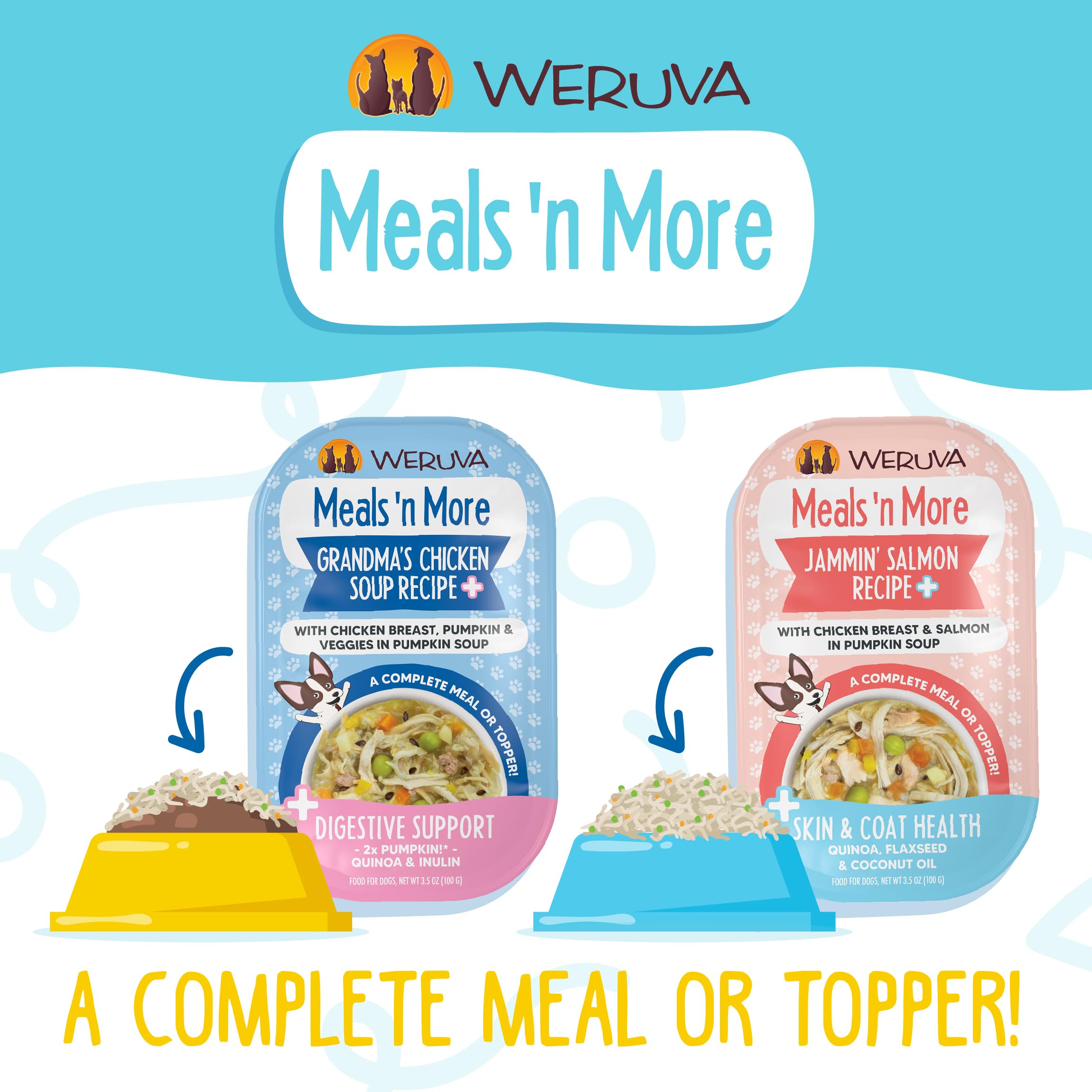 Family-owned Weruva brand image conveys trusted pet care and quality.