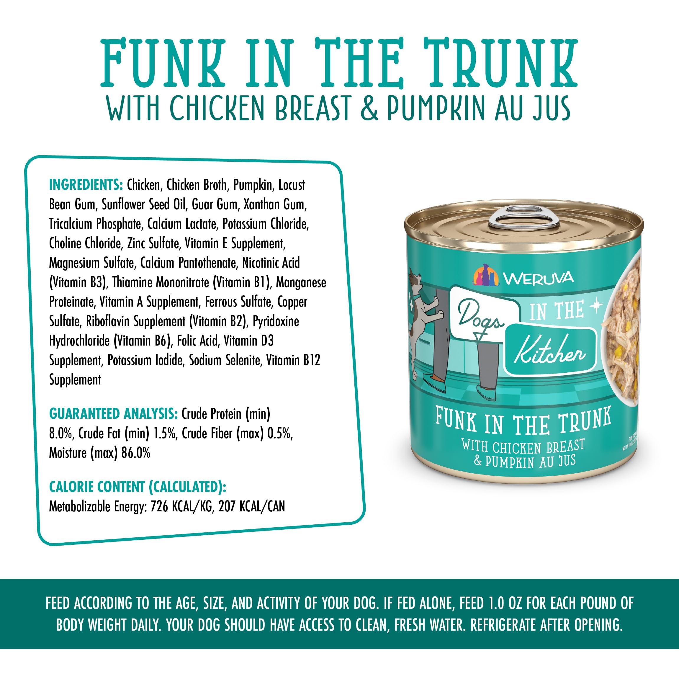 Natural ingredients highlight safety and quality with pumpkin pieces in savory gravy.