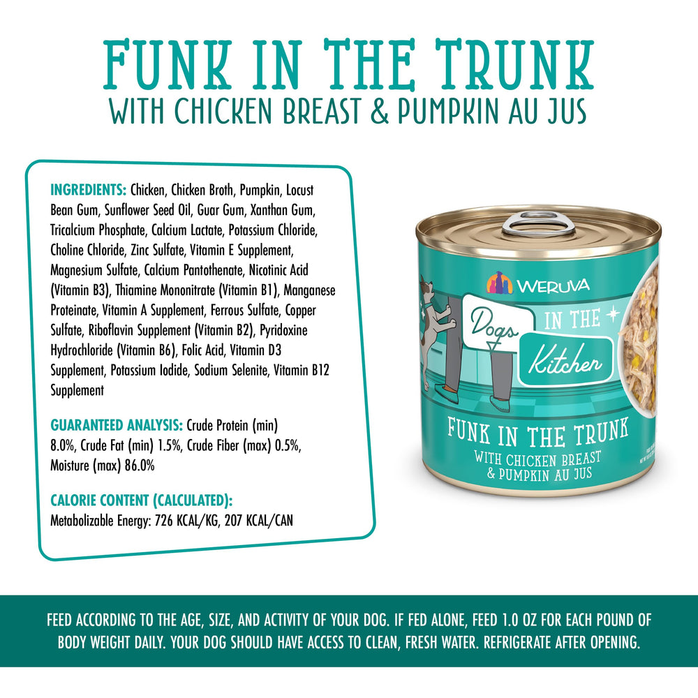 Natural ingredients highlight safety and quality with pumpkin pieces in savory gravy.