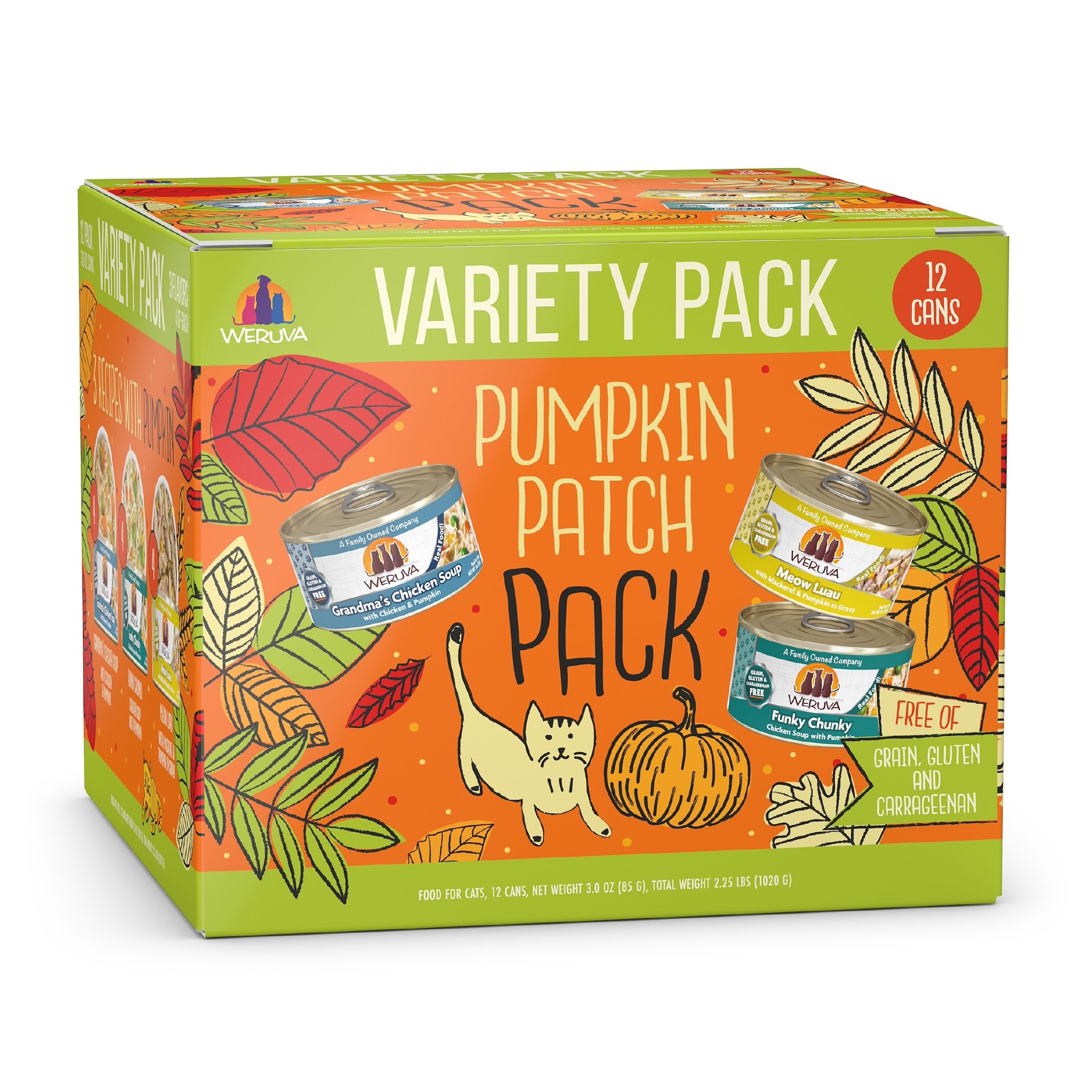 Weruva Funky Chunky 3oz can for cats with pumpkin and fish protein for digestion support.