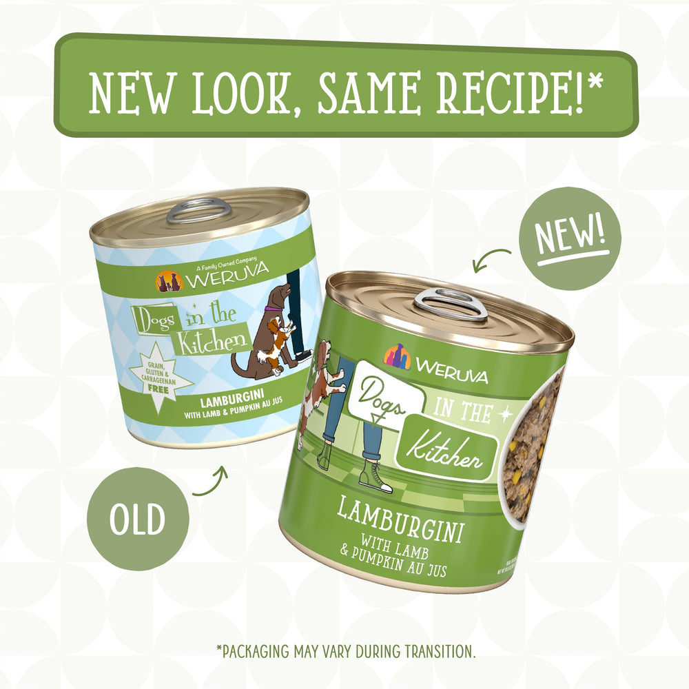 Weruva grain-free gluten-free carrageenan-free badge closeup.